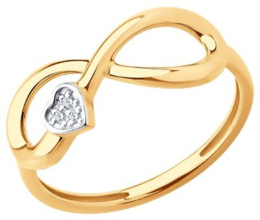 Кольцо Diamant 51-110-02865-1 размер 18 вес 1.89 г золото, фианит купить,179399