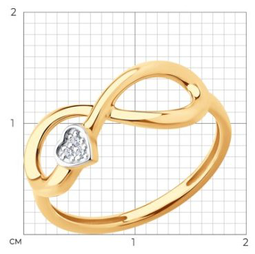 Кольцо Diamant 51-110-02865-1 размер 18 вес 1.89 г золото, фианит купить,179399
