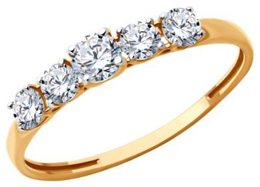 Кольцо Diamant 51-110-02274-1 размер 17 вес 1.12 г золото, фианит