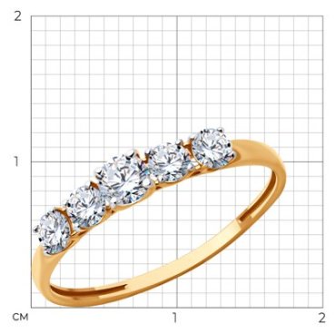 Кольцо Diamant 51-110-02274-1 размер 17 вес 1.12 г золото, фианит