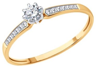 Кольцо Diamant 51-210-01771-1_16-5 размер 16.5 вес 0.92 г золото, бриллиант