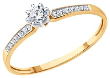 Кольцо Diamant 51-210-01771-1_16-5 размер 16.5 вес 0.92 г золото, бриллиант