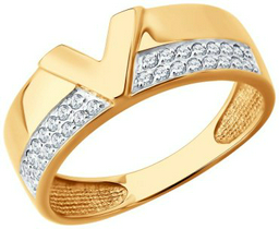 Кольцо Diamant 51-110-02978-1_16 размер 16 вес 2.5 г золото, фианит
