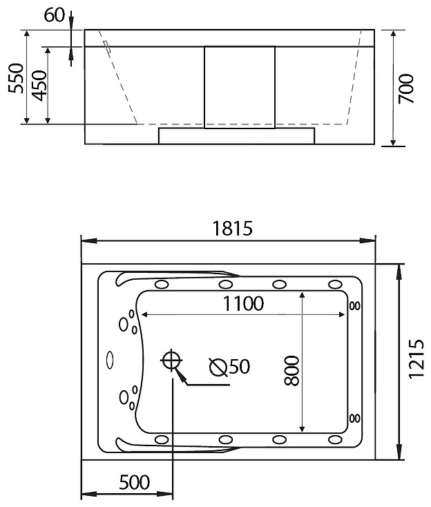 Ванна Gemy G9061 K R 120х66х180см белый купить,NaN