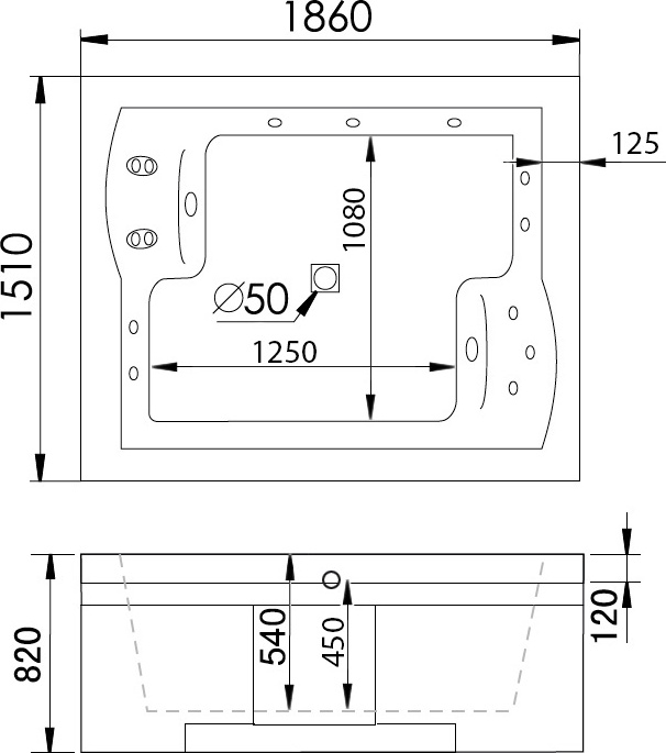 Ванна Gemy G9052 II B L 90х61х170см белый