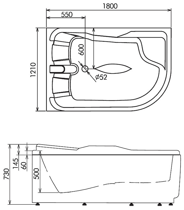 Ванна Gemy G9083 B L 85х75х170см белый