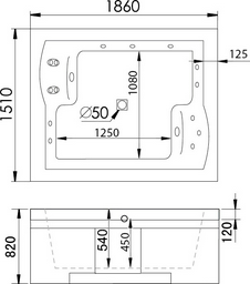 Ванна Gemy G9052 II B L 90х61х170см белый