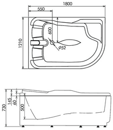 Ванна Gemy G9083 B L 85х75х170см белый