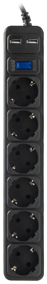 Сетевой фильтр SVC ZC6S-30M-USB 3м 6 розеток черный