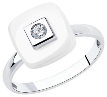 Кольцо Diamant 94-110-01278-2 размер 18 вес 1.7 г серебро, фианит, керамика купить,8311