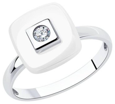 Кольцо Diamant 94-110-01278-2 размер 18 вес 1.7 г серебро, фианит, керамика купить,8311