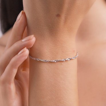 Браслет Браслет Diamant 96-150-09040-1 длина 16 см, вес 1.32 г серебро, плетение сингапур купить,7448