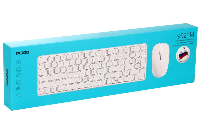 Клавиатура + мышь Rapoo 9320M USB белый купить,NaN