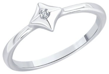 Кольцо Diamant 94-210-02137-1_16 размер 16 вес 1.38 г серебро, бриллиант купить,NaN