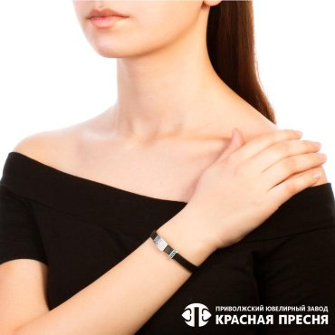 Браслет Красная пресня 73012168 длина 19 см, вес 14 г серебро, каучук, плетение отсутствует купить,46153