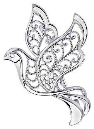 Брошь Diamant 94-140-00690-1 вес 2.34 г серебро, без вставок купить,14672