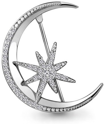 Брошь AQUAMARINE 72782А вес 2.62 г серебро, фианит купить,40242