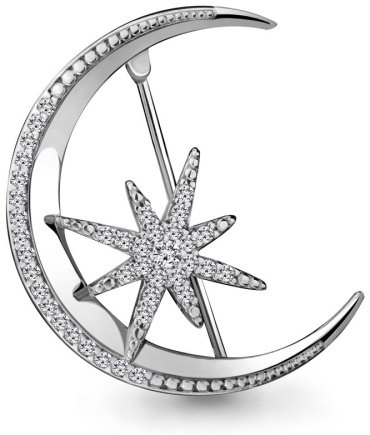 Брошь AQUAMARINE 72782А вес 2.62 г серебро, фианит купить,40242