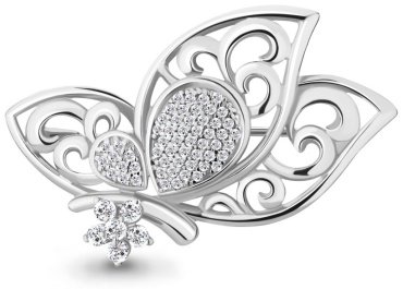 Брошь AQUAMARINE 72679А вес 4.24 г серебро, фианит купить,40861