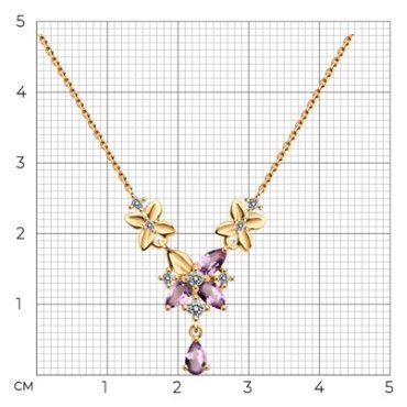 Колье Diamant 93-370-02061-2_50 длина 50 см вес 2.74 г серебро, аметист, фианит купить,29754