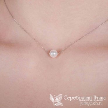 Колье Красная пресня 4369546Д длина 40 см вес 1.5 г серебро, имитация жемчуга купить,17955