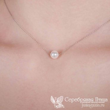 Колье Красная пресня 4369546Д длина 40 см вес 1.5 г серебро, имитация жемчуга купить,17955