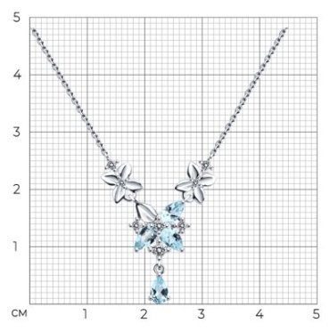 Колье Diamant 93-370-02061-1 длина 50 см вес 2.89 г серебро, топаз, фианит купить,NaN