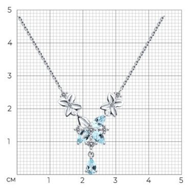 Колье Diamant 93-370-02061-1 длина 50 см вес 2.89 г серебро, топаз, фианит купить,NaN