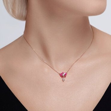 Колье Diamant 93-170-01974-2 длина 45 см вес 2.42 г серебро, эмаль, фианит купить,12137