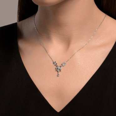 Колье Diamant 93-370-02061-1_45 длина 45 см вес 2.89 г серебро, топаз купить,34884