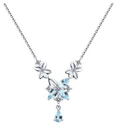 Колье Diamant 93-370-02061-1 длина 45 см вес 2.95 г серебро, топаз, фианит купить,NaN