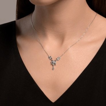 Колье Diamant 93-370-02061-1 длина 45 см вес 2.95 г серебро, топаз, фианит купить,NaN