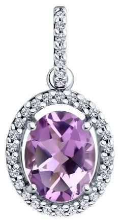 Подвеска Diamant 94-330-01999-2 вес 1.28 г серебро, аметист купить,15256