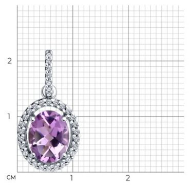 Подвеска Diamant 94-330-01999-2 вес 1.28 г серебро, аметист купить,15256