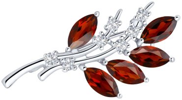 Брошь SOKOLOV 92040010 вес 3.46 г серебро, гранат, фианит купить,30998