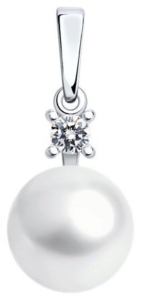 Подвеска Diamant 94-330-01946-1 вес 1.83 г серебро, жемчуг, фианит купить,23000