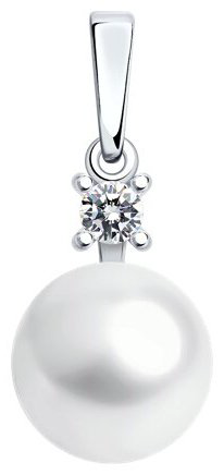 Подвеска Diamant 94-330-01946-1 вес 1.83 г серебро, жемчуг, фианит купить,23000