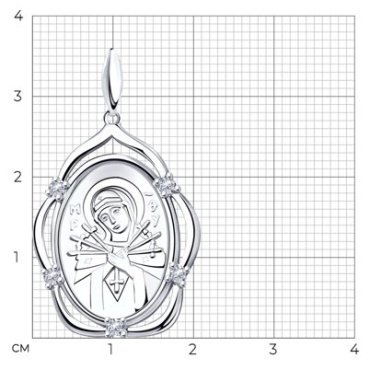 Икона Diamant 94-130-00811-1 вес 3.28 г серебро, фианит купить,25650