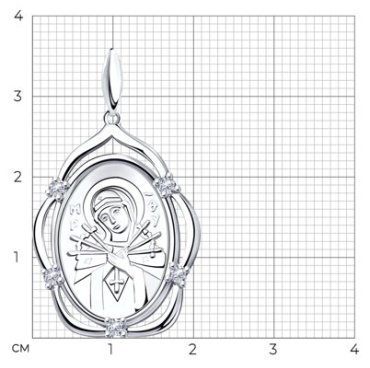Икона Diamant 94-130-00811-1 вес 3.28 г серебро, фианит купить,25650
