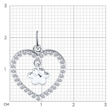 Подвеска Diamant 94-130-02309-1 вес 1.18 г серебро, фианит купить,7877