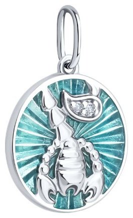 Подвеска Diamant 94-130-02329-1_s вес 1.68 г серебро, фианит, эмаль купить,8304