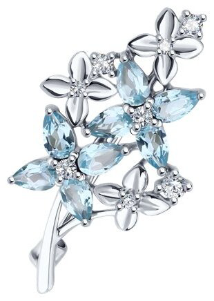Брошь Diamant 94-340-02061-1 вес 2.7 г серебро, топаз купить,28000
