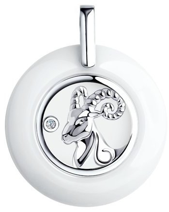 Подвеска Diamant 94-130-00570-1 вес 1.1 г серебро, фианит, керамика купить,6749