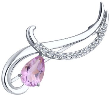 Брошь Diamant 94-340-01053-1 вес 2.99 г серебро, аметист купить,24624