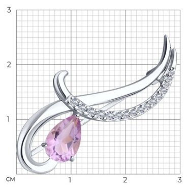 Брошь Diamant 94-340-01053-1 вес 2.99 г серебро, аметист купить,24624