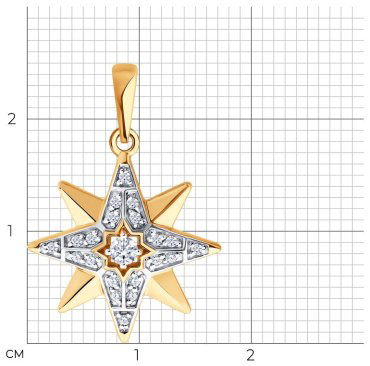 Подвеска Diamant 51-130-02977-1 вес 1.577 г золото, фианит купить,159619