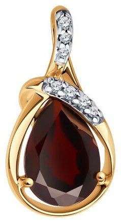 Подвеска Diamant 93-330-01919-1 вес 1.19 г серебро, гранат, фианит купить,NaN