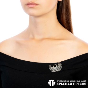 Брошь Красная пресня 13812840 вес 6.67 г серебро, фианит купить,53720
