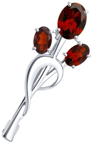 Брошь Diamant 94-340-01165-2 вес 2.3 г серебро, гранат купить,19494