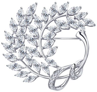 Брошь Diamant 94-140-00486-1 вес 11.5 г серебро, фианит купить,50787